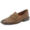 Casual schoenen totomela 2024 Vintage vierkante teen schapenvacht vrouwelijk kantoor dames lentes loafers glijden aan op