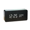 Zegary LED COURM Cyfrowe drewniane drewniane drewno USB elektroniczny pulpit drewniany stół zegarek Sterowanie głosowe