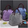 Bento Modebox Bags Boxen Organizer Stripe Druck dicker eingebrachtes Mittagsbeutel Wassersichere Handtasche für Büroschule Cam Hig Dh1rn