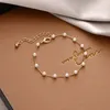 Bracelets de charme Fleur de cristal de mode classique pour les femmes Gold Couleur en acier inoxydable Chaînes Bangles Kpop Jewelry Accessoires Cadeau