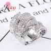 Pierścienie klastra 925 Silver -Silver -jewelry mikro inkrkorodne pełne białe kryształ dla kobiet stylowy pusty pierścień szerokokątny punkowy oryginał