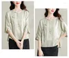 Chemises en satin pour femmes printemps / fleur d'été Style chinois lâche Vintage Femmes Tops Clothing Fashion Ycmyunyan