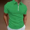 Homme de polos masculin avec collier sans logo polo zipper t-shirt pour hommes gym top creux de manches courtes plaines