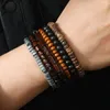 Bracelets à charme élastique en bois fait à la main 6 pcs bijoux ensemble ajusté du club de fête pour hommes