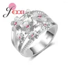 Cluster ringen modemerk roze kubieke zirconia stenen inleg voor vrouwen 925 sterling zilveren sieraden bruids bruiloft vinger ring Bijoux