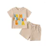 Zestawy odzieżowe maluch chłopięcy dziewczyna przedszkola strój 2T 3T 4T 5T 6T krótkie tulei T-shirt top swobodne spodenki set chłopców letnie ubrania