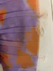 Saias 2024 Autumn Women Purple Orange Jacquard Pleated Chiffon Skiffon