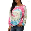 Frauen T-Shirts Multicolor Langarm T-Shirt Tie Dye Sweatshirt Ladies Top