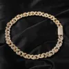 Rts Low Price Jewelry Gold Plated 15mm Copper 3a+ Cz Cubic Zirconia Baguettes Diamonds Cuban Chain for Hip Hop Jewelry