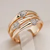 Kinel 585 Roségouden kleurbrede grote ringen voor vrouwen unieke mode natuurlijke zirkoonring modern bruiloftsfeest dagelijkse sieraden 240416