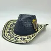 Chapeaux à bord large chapeau seau western cowboy paille de paille masculine pour plumes fashion gros royaume de paille d'été cowboy sunshade jazz hat
