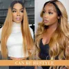 Wigs T1B/27 Ombre Blonde Bundles With Closure 4x4 SOKU Brazilian Straight Hair Weave Bundles With Lace Closure Remy Human Hair Weave