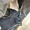 Saias de cintura alta contraste cor curta saia jeans feminina 2024 Early Spring Streetwear Mulher desbotada
