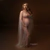 Maternity Dresses See Through Pearl Maternity Photography Props Cape Cloak Pearl Tulle Pregnancy Photo Shoot Long Cape