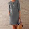 Urban Sexy sukienki Jocoo Jolee kobiety swobodne soild z długim rękawem bawełniany i lniany tunik