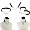 Hängen 1 datorer Punk Gothic Leather Collar Choker Metal Chain Harajuku Justerbar hjärta halsband Kvinnors modesmycken gåvor Tillbehör