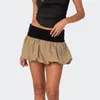 Kjolar 2024 Kvinnor Summer Bubble kjol Casual kontrast Färg elastisk mini a-line kort för strandsemesterklubb streetwear