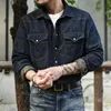 Sauce Zhan Mans Shirt Jeans chemise Vintage Coton et lin Cowboy Western Cowboy Shirt Long Denim Double Pockets 240423