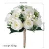 Decoratieve bloemen Wedding Artificial Rose Berries Bouquets met groenbladeren Romantisch handgemaakt vintage vintage Holding Centerpiece Party