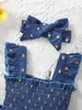 Abiti da ragazza 3-24 mesi bambino bambino dorato dot slip abito blu blu abito da ragazza estivo di moda abiti da principessa con fascia 2pc set d240425