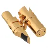 Saxophone Silver/Golden 7# Brass Sax Mouthpiece with Cap Ligature for Bflat Tenor Saxophone