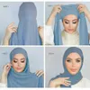 Hijabs Mulheres Muçulmanas Chiffon Hijab com boné de capital instantâneo chiffon hijab pinles shawl cabeça de cabeça sob tampas de lenço capa Headwrap D240425