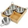 Ensembles de vaisselle assiette de compartiment en pot de service de cuisine de cuisine de cuisine bœuf plateau domestique en bois