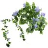 Decoratieve bloemen 2 pc's bloem slingers hangende kunstmatige wijnstok ochtend glorie faux bloemen huis nep plastic bruiloft decoratie