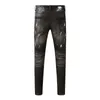 Men's Jeans Arrival Brand Paint Graffiti Distressed Slim Fit Skinny Black Denim Destroyed Hole Long Pants Scratch Trousers