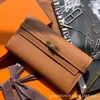 Designer Keilly Sac Portefeuille Femme en cuir long en cuir de transport en cuir simple Fonction de carton à clip de téléphone mobile oblique