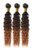 Brasiliansk ombre djup lockigt hårbuntar 3 ton 1b430 brun ombre brasiliansk lockig jungfrulig mänsklig hårväv5403654