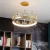 Lustres de la couronne pour enfants lustre de style européen cristaux suspendus légers lampe de chambre à coucher minimaliste