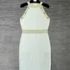 基本的なカジュアルドレスデザイナー23夏の新しいハンギングネックバックジッパースタイルスリムフィットニットスカートiia8
