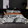 Ensemble de couverture de couette de style abstrait 200x200 avec taie d'oreiller, couverture de courtepointe 240x220, ensemble de litière de motif léopard noir et blanc, ensemble de draps de lit