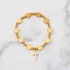 Bracelets de charme Jésus pour bracelet en croix de couleur dorée Bijoux Rosaire Brac perlé religieux