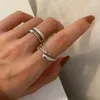 Кластерные кольца 925 Стерлинговое серебряное серебряное серебристое круглое кольцо выбросить кольцо женское указательное указательное пальцы мода личность ретро аксессуары простые украшения