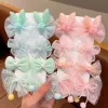 Tillbehör 8st/Set Korean Flower Children's Hairpin Princess Little Girl Mesh Bow Brown Hair Clips Söta söta barn Barrettes huvudbonad