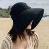 Wide Brim Hats Bucket Hats Womens Summer Wide Adjustable Adhesive Beach Hat Foldable UV Protection Womens Sun Hat Outdoor Travel Panama Womens Hat 240424