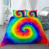 Set Rainbow Tie Dye Bedding Tie Dyed Däcke Cover Set Orange Blue Psychedelic Swirl Pattern Printed Boho Hippie Bedding Sets