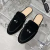 Loro Piano LP Shoe Womens For Casual Slippers Sandals Classic Sandals Cashmere Chaussures Designers High Elastic Beef Tendon Bottom Flat Tlides taille 36-47