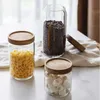 Storage Bottles Jars 3 pieces of 250-1550ml wooden glass airtight cans kitchen storage bottles sealed food containers coffee beans grain organizer H240425