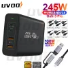 Laddare UVOOI 245W GAN 3 PRO USB C Power Adapter 4 Port Typ C Snabbladdning 3.0 QC4 Laddare PD 100W PPS 65W Snabbladdning för bärbara datorer