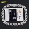 Coloque de 18 mm de 18mm de 18 mm de colar cubano de 18 mm Sterling 925 VVS Moissanite Hip Hop Jewelry Chain Link Chain