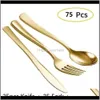 Cucina bar set da sala da pranzo per la consegna goccia da giardino 2021 75pcs monouso per nozze in plastica per matrimoni da tavolo da tavolo da tavolo in bronzo oro