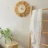 Wall Clocks Straw Nordic With Girl Bedroom Decor Princess Clock Woven Art Handmade Moving Niddle Watch Y5GB