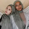 Hidżabs bawełniany rayon hidżabs szalik solidny chusta na głowę owijanie duży rozmiar zwykłe długie szale muzułmańskie kobiety hidżab islamski turban opaski faulard D240425