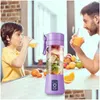 Fruktgrönsaksverktyg 380 ml juicer personligt med resekopp USB Portable Electric Blender Rechargeble Bottle Kitchen FMT2142 Drop Del Oti1b