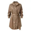 Casual Dresses Women Pu Leather Dress Autumn Winter Long Sleeve Lapel Faux Button Down Shirt Belt Open Front Jackets