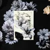 Gift Wrap 10pcs/pack Black White Style Flowers Decor PET Stickers Collage Junk Journal DIY Scrapbook Self Adhesive Creative Craft