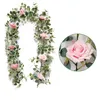 Dekorativa blommor 5.9ft hängande bröllopsdekoration Ivy Fake Plant Eucalyptus Garland Artificial Flower Home Decro Rose Vine